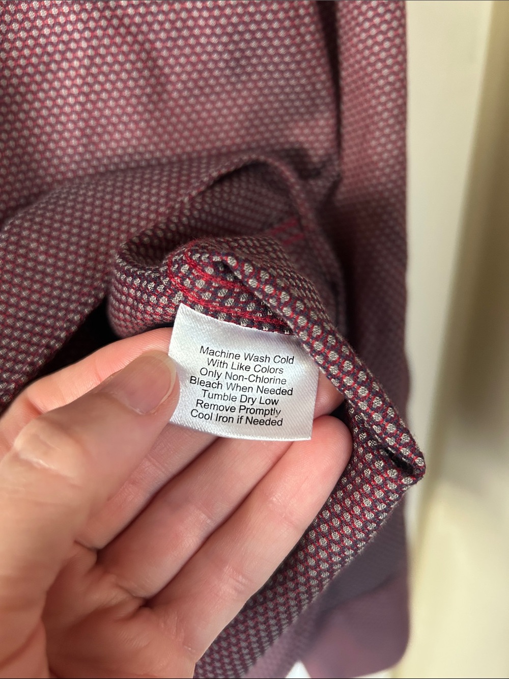 Kenneth Cole Men's Long-Sleeve Dress Shirt — Burgundy Microdot - Picture 4 of 5